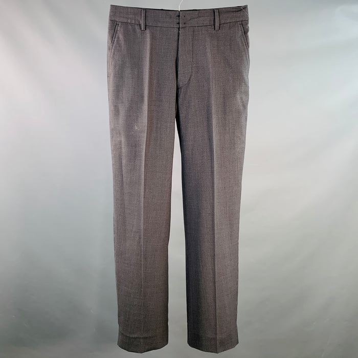 MAISON MARGIELA Size 34 Grey Charcoal Woven Wool Button Fly Dress Pants