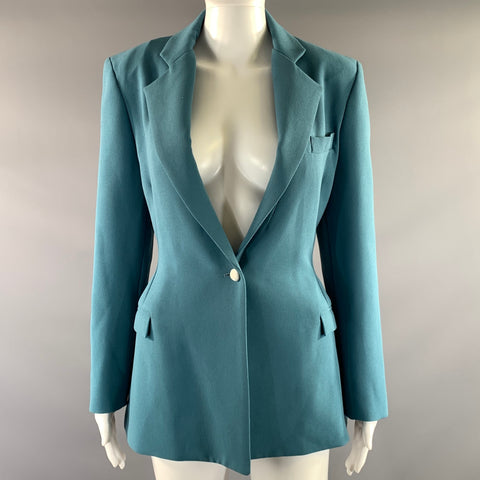 EDELINE LEE Size 8 Blue Polyester Notch Lapel Jacket Blazer