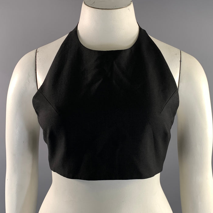 PRADA Size L Black Mohair Virgin Wool Halter Dress Top