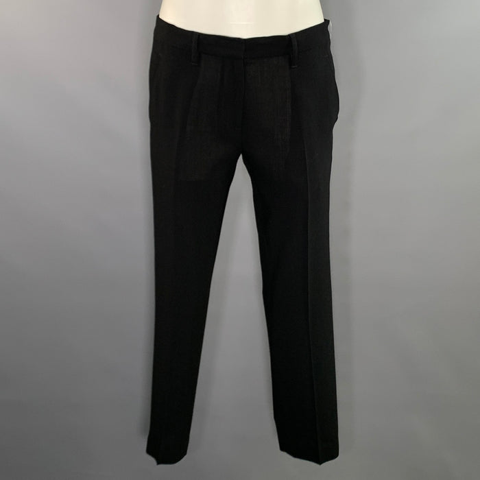 ANN DEMEULEMEESTER Size 6 Black Wool Tapered Dress Pants