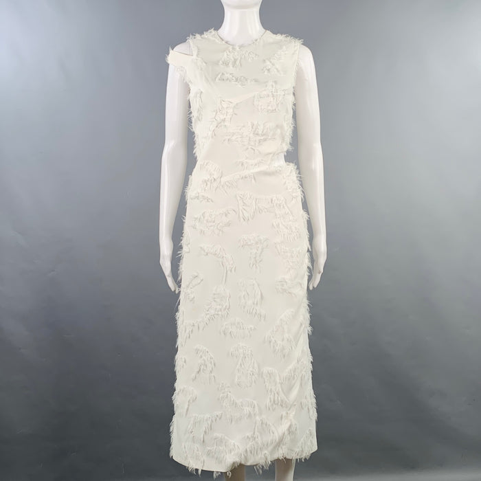JIL SANDER Size 2 White Viscose Cut Out Sleeveless Dress