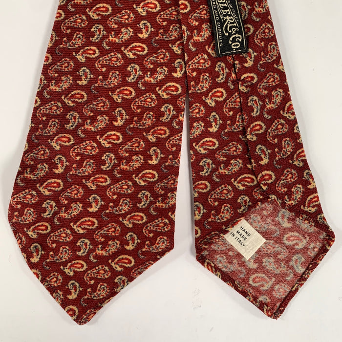 RRL by RALPH LAUREN Burgundy Tan & blue Geometric Wool Tie