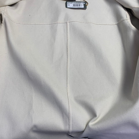 LORO PIANA Size 12 Caleb Navy White Cotton Blend Twill Double Breasted Jacket Blazer