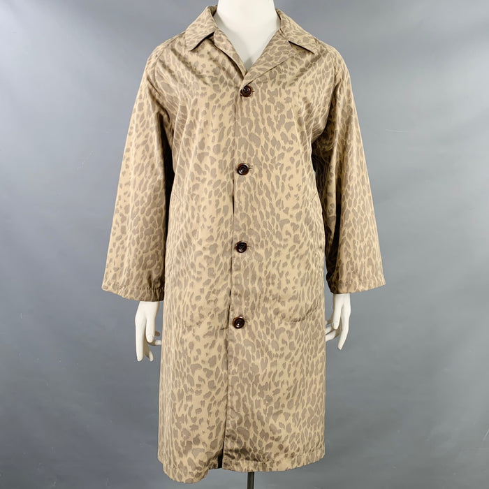 DRIES VAN NOTEN Size L Tan Taupe Polyester Animal Print Button Up Coat
