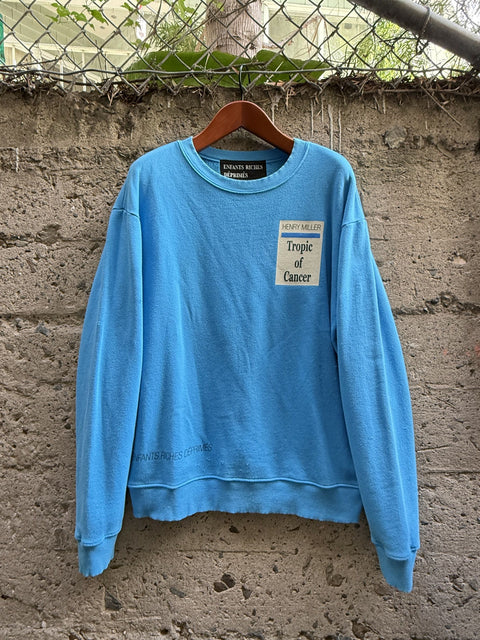 ENFANTS RICHES DEPRIMES SS2017 Size XL Blue Graphic Cotton Crew Neck Sweatshirt