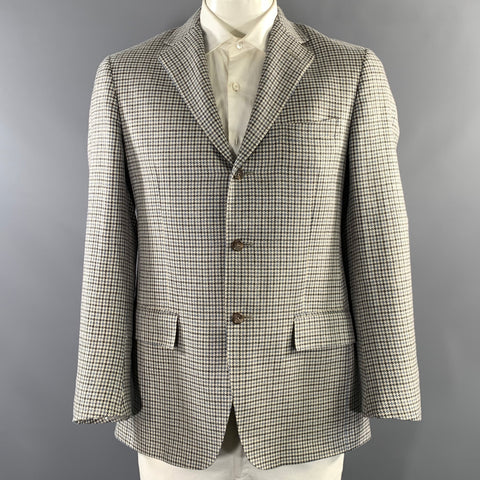 RALPH LAUREN Chest Size 42 Regular Grey Blue Plaid Notch Lapel Sport Coat