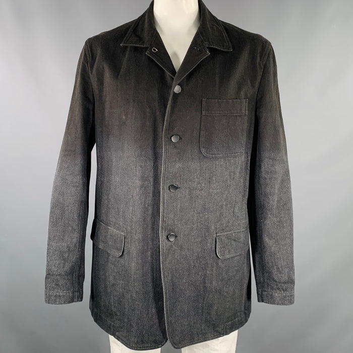 ISSEY MIYAKE Size XL Grey Black Ombre Cotton Denim Chore Jacket