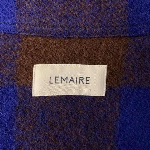 LEMAIRE AW2022 Size L Blue Brown Plaid Wool Button Up Jacket