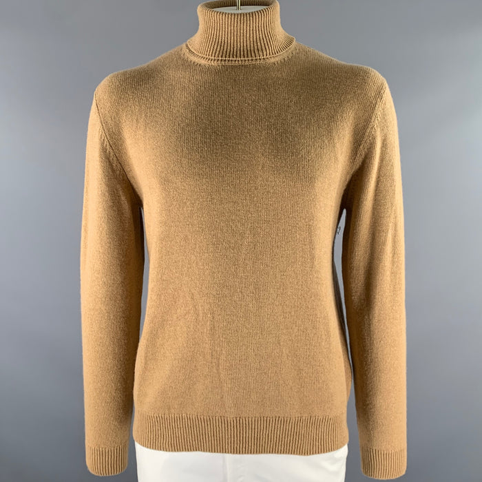 RALPH LAUREN Size XL Camel Knit Cashmere Turtleneck Sweater