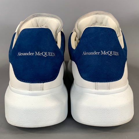 ALEXANDER MCQUEEN Size 9 White Navy Leather Lace Up Lace Up Shoes