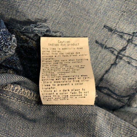 FDMTL Size M Blue Patchwork Cotton Button Up Long Sleeve Shirt