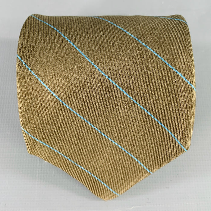 GIORGIO ARMANI Green Blue Diagonal Stripe Silk Tie