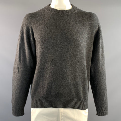 PRADA Size L Dark Grey Knitted Cashmere Crew Neck Sweater