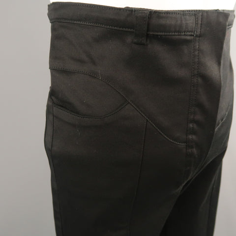 BALENCIAGA Size 4 Black Cotton High Rise Fitted Moto Dress Pants