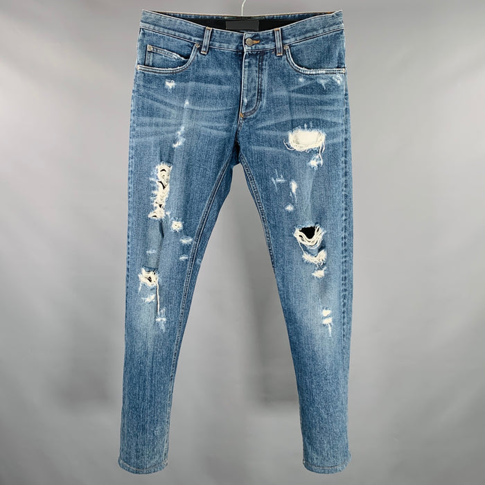 DOLCE & GABBANA Size 32 16 Classic Blue Cotton Relaxed Distressed Jeans