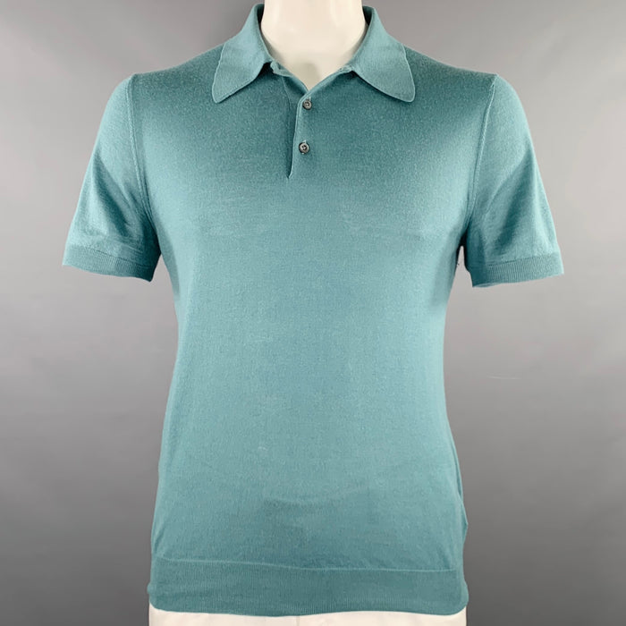PRADA Size L Green Knit Wool Buttoned Polo