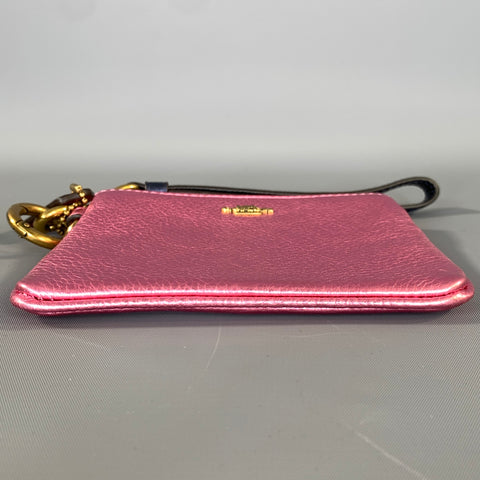COACH HOL2018 Purple Navy 39250 Metallic Pebble Grain Leather Pouch