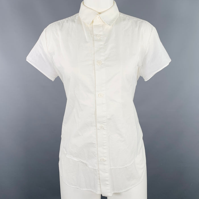 Y's by YOHJI YAMAMOTO Size M White Cotton Short Sleeve Casual Top