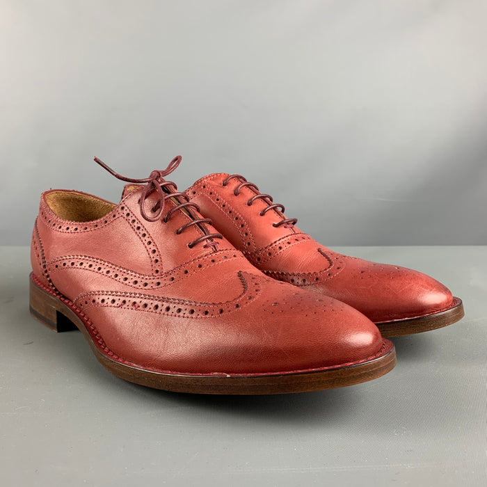 PAUL SMITH Size 8 Red Brick Perforated Leather Wingtip Lace Up Shoes