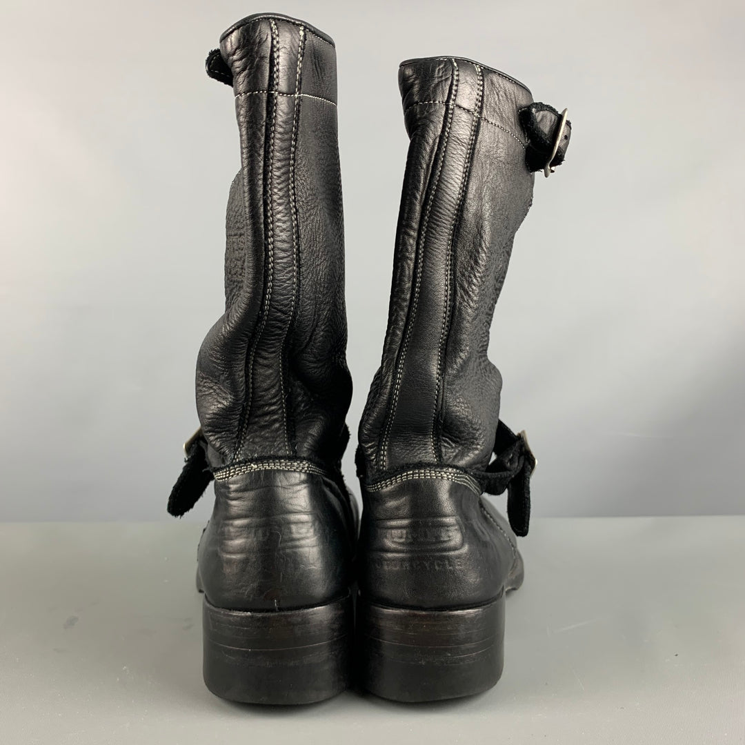 PAUL SMITH Size 9 Black Solid Leather Pull On Boots