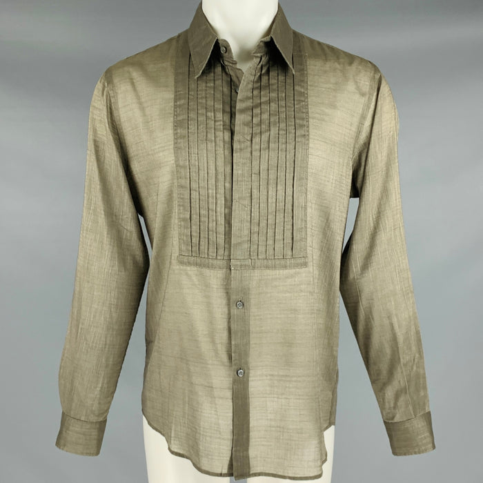 CoSTUME NATIONAL Size M Taupe Cotton Blend Tuxedo Long Sleeve Shirt