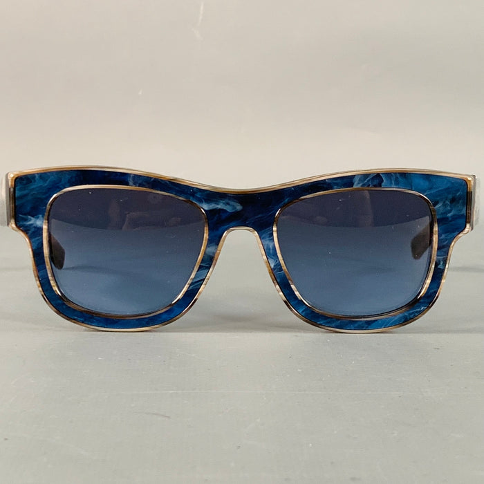 DOLCE & GABBANA Blue Brown Marbled Acetate Square Sunglasses