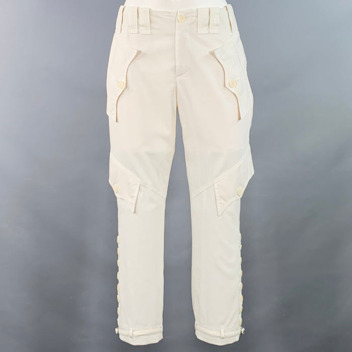 JEAN PAUL GAULTIER Size 4 Cream Cotton Cargo Casual Pants