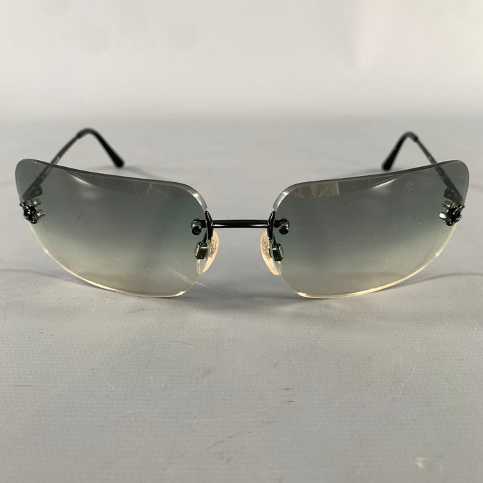 CHANEL Black Green Sunglasses