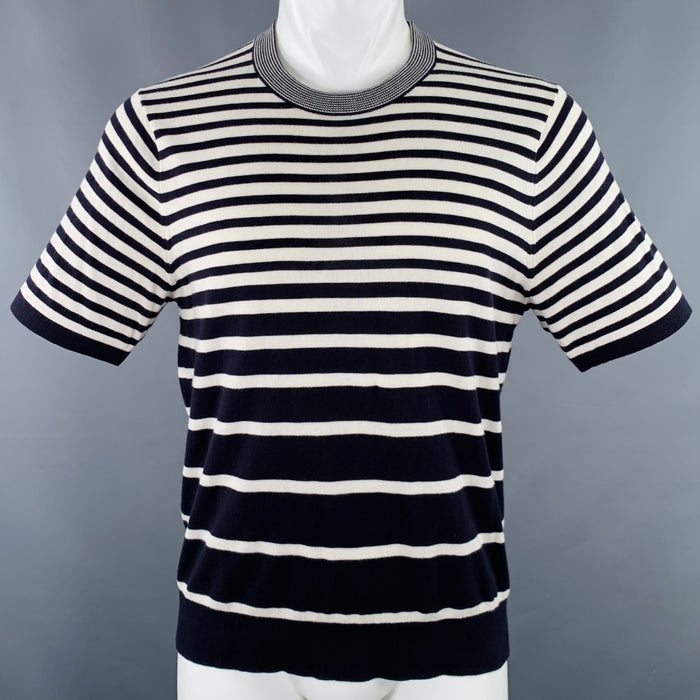 PS by PAUL SMITH Size M White Black Stripe Knit Crew-Neck T-shirt
