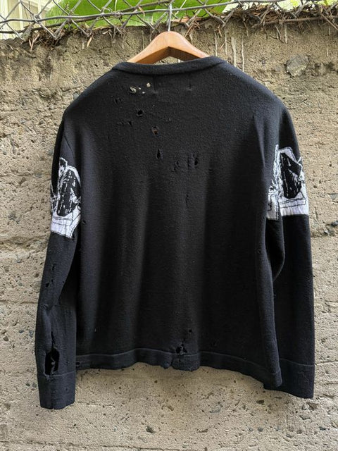 ENFANTS RICHES DEPRIMES SS2020 L Black White Knitted Wool Crew Neck Pullover