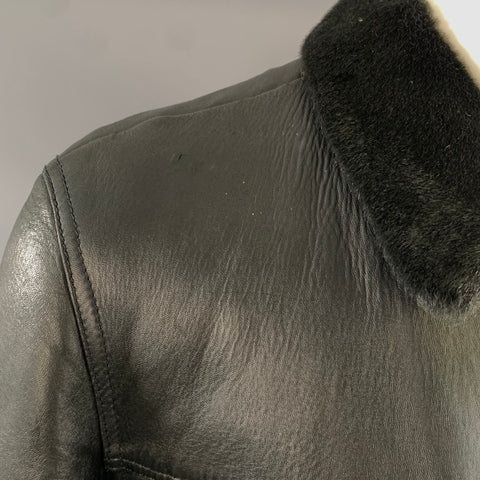 VALENTINO Size 40 Black Leather Zip Up Jacket
