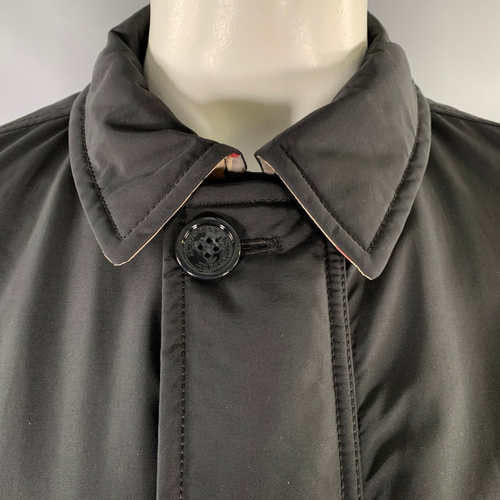 BURBERRY LONDON Size XL Black Polyamide blend Overcoat Coat
