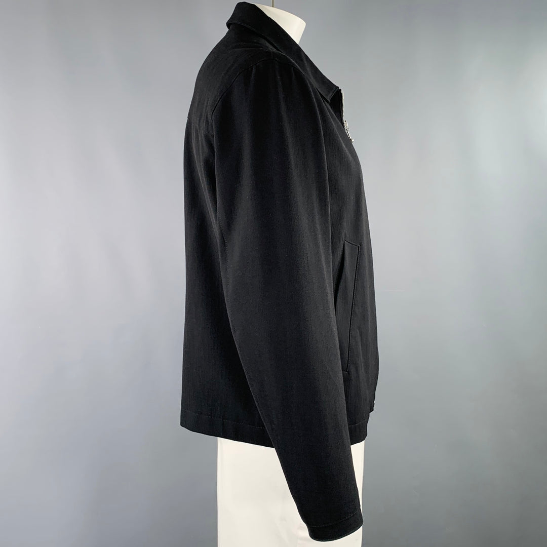 SANDRO Size L Black Viscose Blend Zip Up Jacket