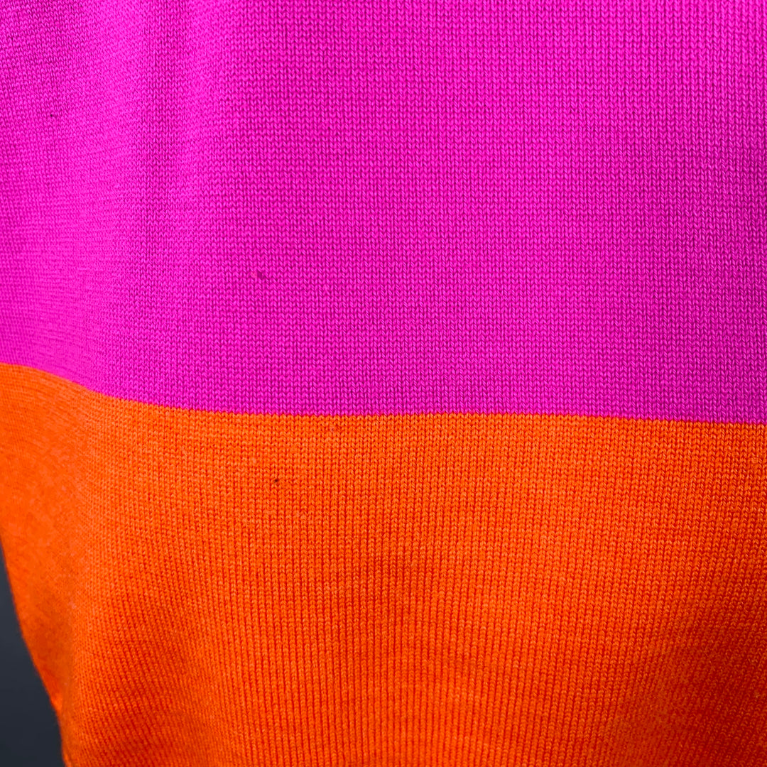 WALTER VAN BEIRENDONCK Size M Purple Orange Stripe Merino Wool Crew Neck Sweater