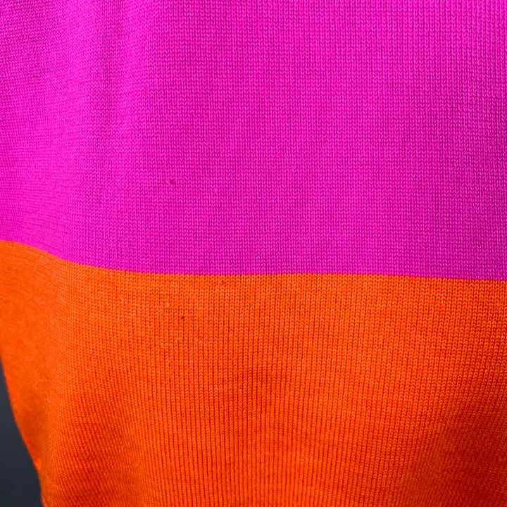 WALTER VAN BEIRENDONCK Size M Purple Orange Stripe Merino Wool Crew Neck Sweater