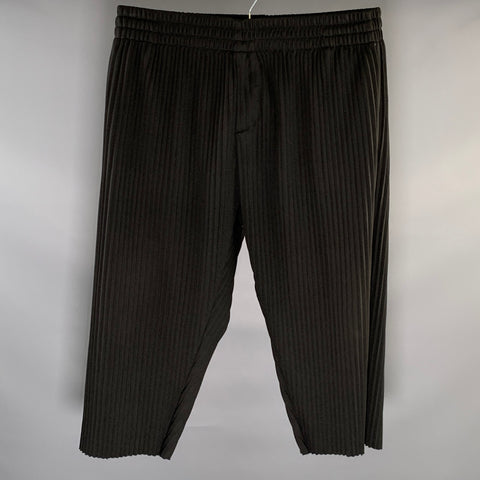 MANIERE DE VOIR Size XL XXL Black Pleated Polyester Casual Pants