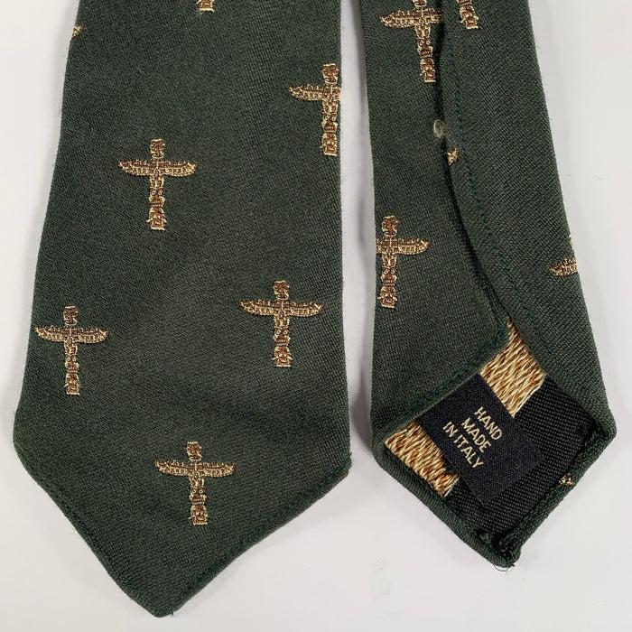 RRL by RALPH LAUREN Green Multi Color Abstract Wool Silk Tie