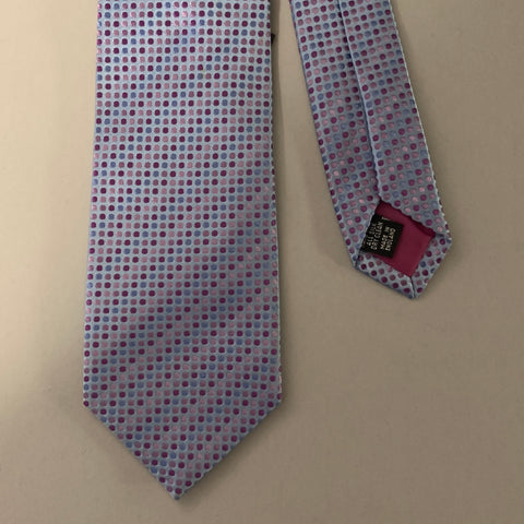 DUCHAMP Blue Navy & Purple Polka Dot Silk Tie