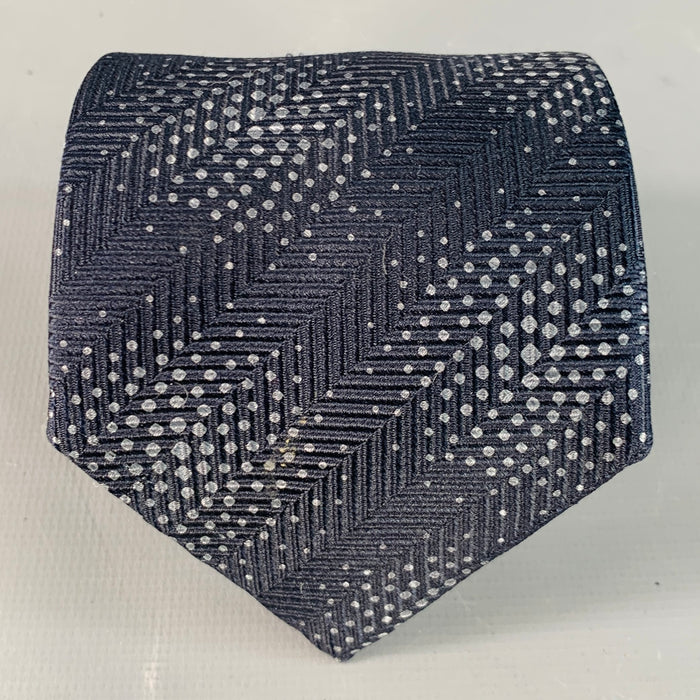GIORGIO ARMANI One Size Black Grey Dots Silk Tie