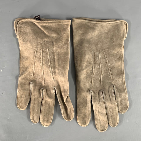 HANSEN Size L Grey Suede Leather Gloves