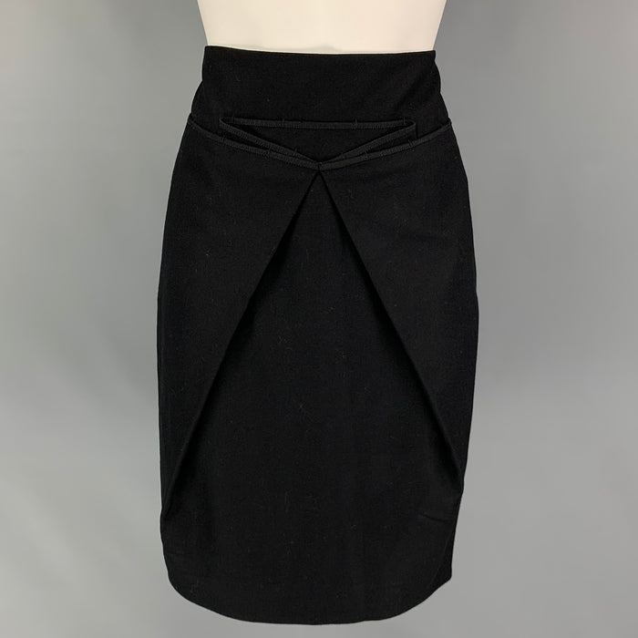 SALVATORE FERRAGAMO Size 2 Black Wool Pleated Skirt