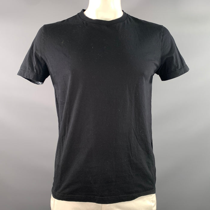 PRADA Size L Black Patchwork Cotton Crew-Neck T-shirt
