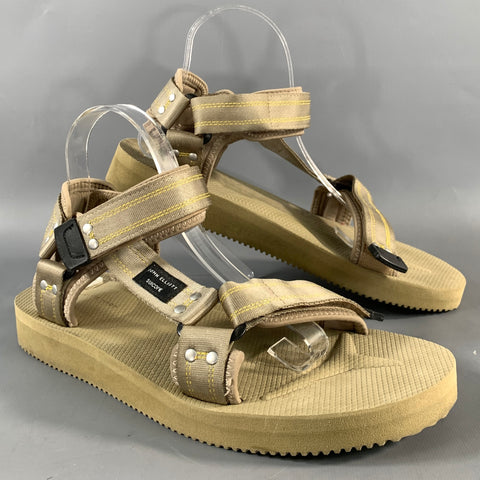 JOHN ELLIOTT Size 9 Green Beige Hook & Loop Sandals