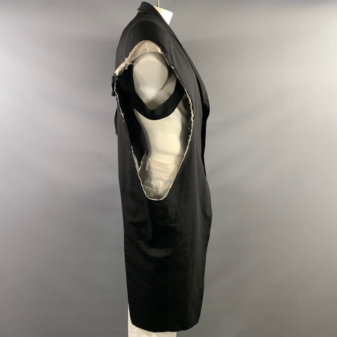 RICK OWENS Size 44 Black Wool Elastane Notch Lapel Coat