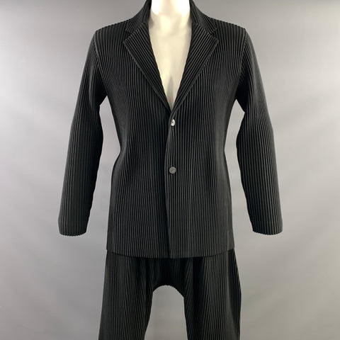 ISSEY MIYAKE Size L Black HP96-JD200 Pleated Polyester Set
