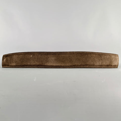 LORO PIANA Size 38 Dark Brown Silver Suede Belt