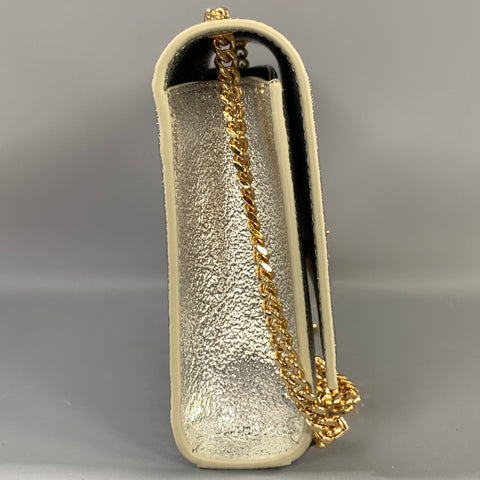 YSL Silver Gold 657228 Metallic Leather Cross Body Bag