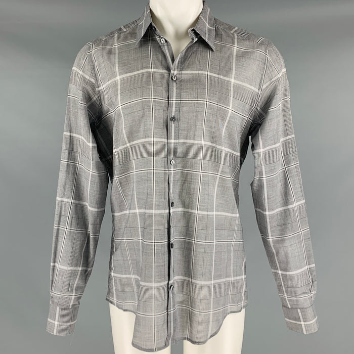 DOLCE & GABBANA Size M Black White Plaid Cotton Button Up Long Sleeve Shirt