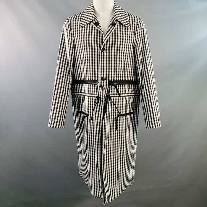 BURBERRY Size 38 Black White Checkered Polyester Wool Snaps Coat