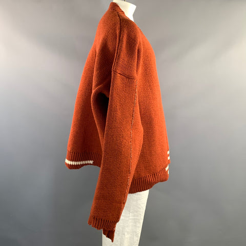 RAF SIMONS FW2016 Size One Size Brown Brick Knitted Wool Buttoned Cardigan